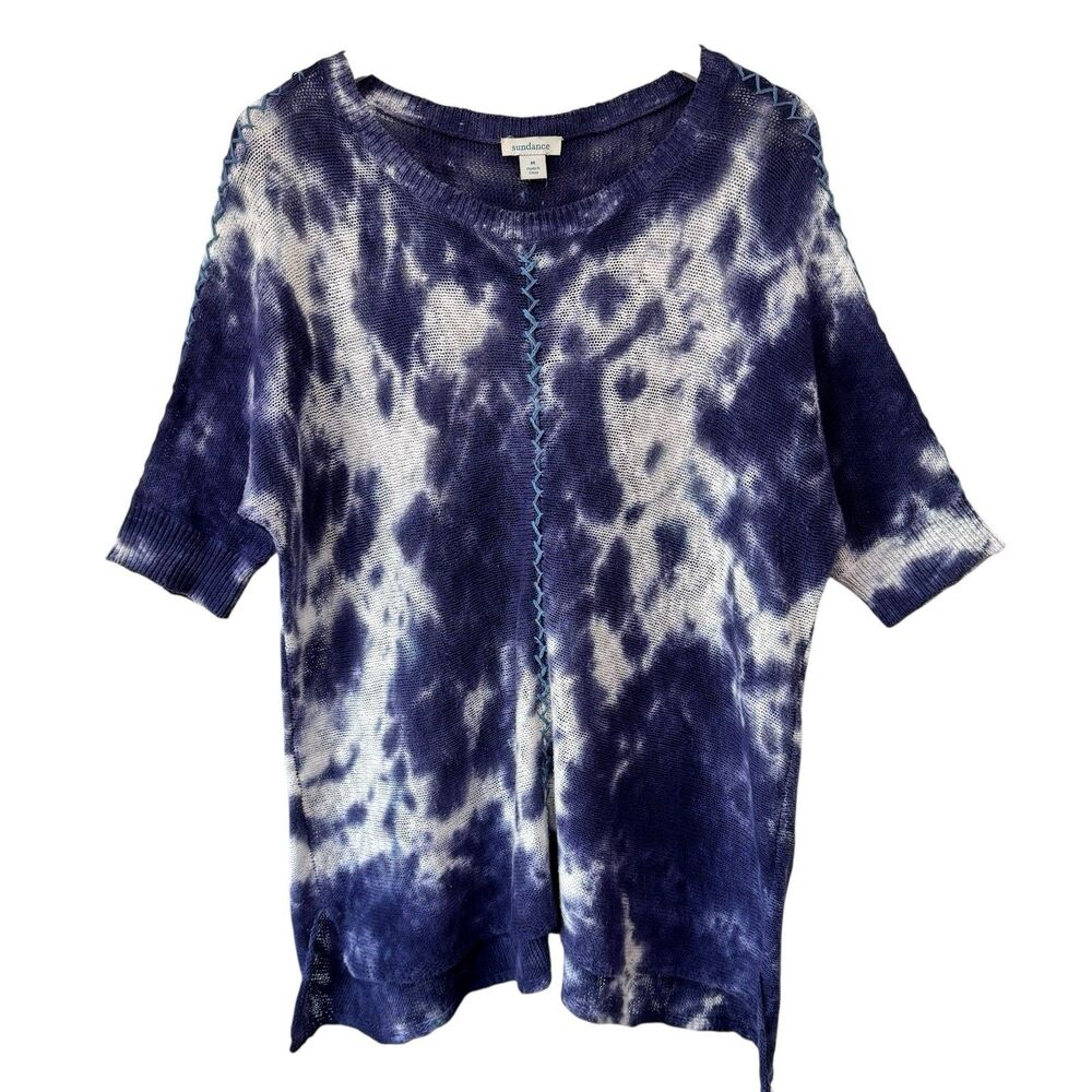 Sundance Blue Tie Dye Zenia Sweater Medium Thin Knit Boho Western Dainty GUC